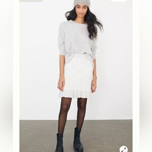 NWT Anthropologie/Dolan Left Coast Zebra Ruffled Knit Mini Skirt Women's Large